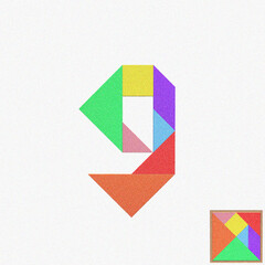 All kinds of tangram puzzles on white background, dot diagrams