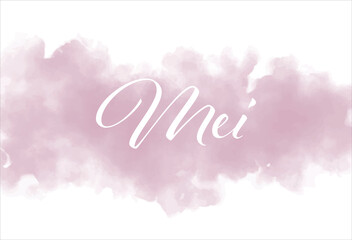 Naklejka na ściany i meble Mei text with beautiful watercolor. Hello Mei, summer wedding card, spring
