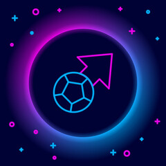 Glowing neon line Soccer football ball icon isolated on black background. Sport equipment. Colorful outline concept. Vector