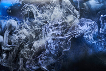 Abstract blue ocean background. Underwater swirling smoke, vibrant sea colors wallpaper, wave paint...