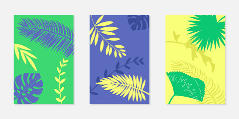 Fototapeta na wymiar Set of abstract floral tropical cards.