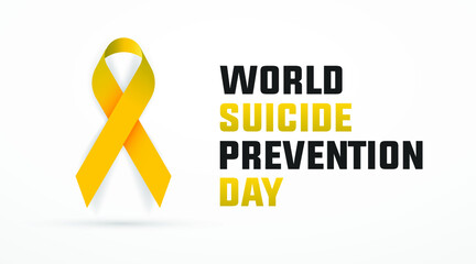world suicide prevention day modern creative banner, design concept, social media post with a yellow ribbon on a light background 