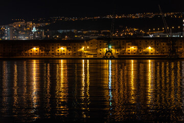 Fototapeta na wymiar night view of River City, Croatia