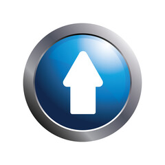 Simple arrow up icon and blue glossy circle for web button.