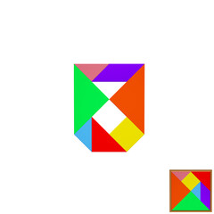 All kinds of tangram puzzles on white background, mosaic shading