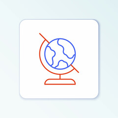 Line Earth globe icon isolated on white background. Colorful outline concept. Vector