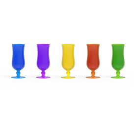 3D illustration of colorful cocktail glasses