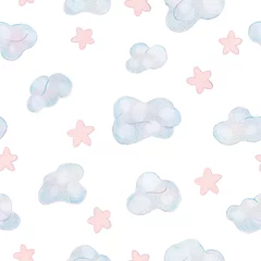 Poster Funny Heaven and clouds, stars, sky. Backdrop for textile and fabric. © Lullula