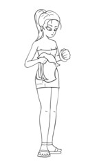 Young woman draw to coloring