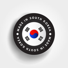 Made in South Korea text emblem badge, concept background