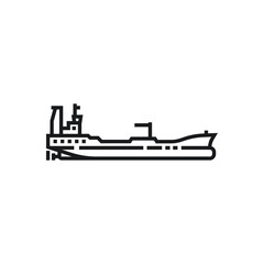 Dry cargo ship vector outline style, line icon isolated
