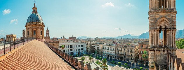 panoramic view at palermo from the rooftop of the palermo cathedral