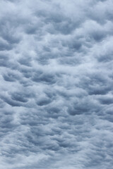 Defocused image of cloudy sky, vertical view. Wheather, nature, landscape concept.