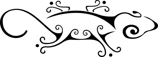 Lizard Maori style. Tattoo or logo tribal sketch.  Vector illustration design Lizard, symbol icon. - obrazy, fototapety, plakaty