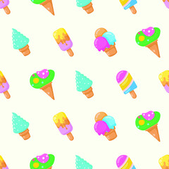 Seamless Pattern Abstract Elements Ice Cream Food Delicious Tasty Vector Design Style Background Illustration Texture For Prints Textiles, Clothing, Gift Wrap, Wallpaper, Pastel