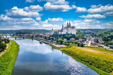 Blick über die Stadt Meißen an der Elbe in Sachsen, Deutschland