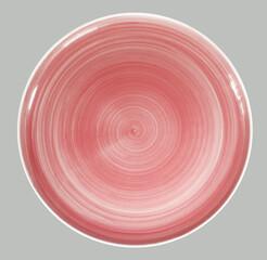 Large flat pink plate isolated on light gray