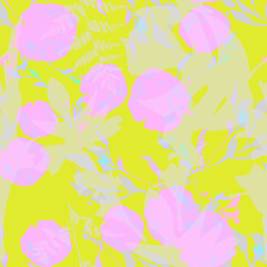 Seamless  tropical flower, plant and leaf pattern background, botanical style. Stylish flowers