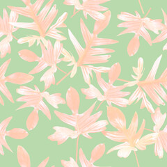 Fototapeta na wymiar Seamless pattern with leaves. Floral background