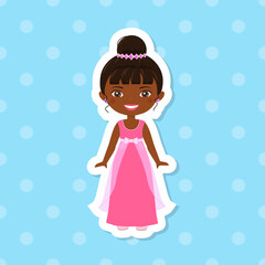 Obraz na płótnie Canvas Cute afro american princess in beautiful dress. Vector illustration