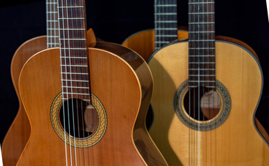 Fototapeta na wymiar Spanish guitars for an instrumental concert concept