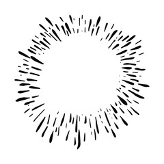 Doodle burst splash in vintage style on white background. Black vector hand drawn sketch illustration. Sun, starburst, sparkle, sunburst set. Line sparkle explosion. Marker handdrawn line. Retro spark