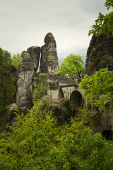 Fototapeta na wymiar Bastei in the elbe sandstone mountains in the saxon switzerland in Germany
