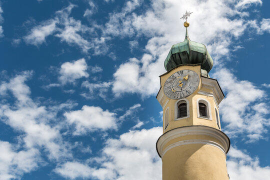 Bell tower of Antonius Kirche (Saint Antony Church) in Lienz, East Tyrol (Osttirol), Austria, Österreich