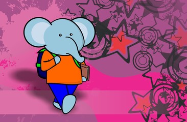 cute elaphant kid character cartoon back to school background illustration