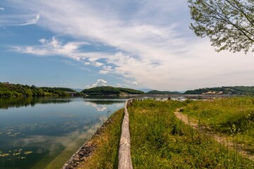 View of the Bilancino lake in Mugello in Tuscany