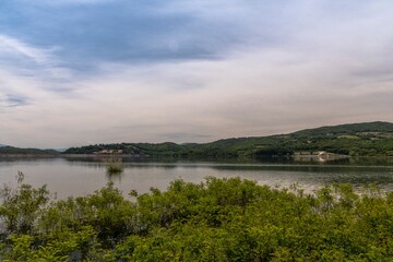 View of the Bilancino lake in Mugello in Tuscany