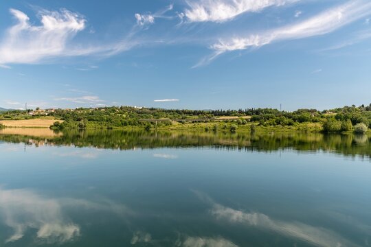 View Of The Bilancino Lake In Mugello In Tuscany