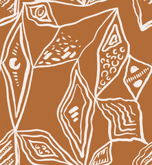 Modern Ethnic Hand Drawn Vector Rhombus  Seamless Pattern. Organic Nature Neutral Color Design for Fabric, Wrapping Paper, Gift Cards etc.