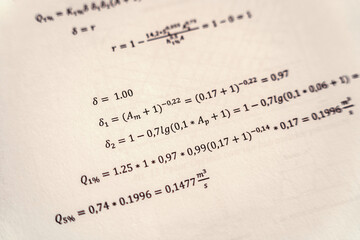 Fototapeta premium Close up of scientific calculations, maths, physics