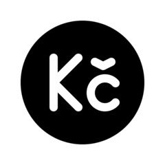 Illustration vector graphic icon of Czech Republic Koruna currency. Solid Style Icon. Vector illustration isolated on white background. Perfect for website or application design.