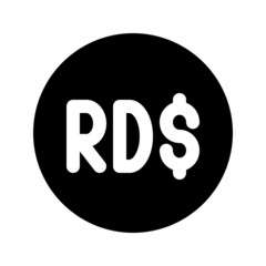 Illustration vector graphic icon of Dominican Republic Peso currency. Solid Style Icon. Vector illustration isolated on white background. Perfect for website or application design.
