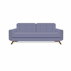 Cartoon flat furniture design, modern cozy sofa