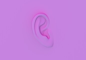Surrealistic 3D illustration of an ear in the wall. 