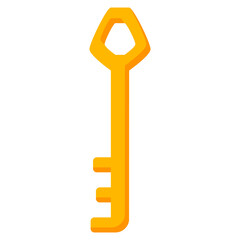 Golden old key.Isolated on white background.Vector flat illustration.