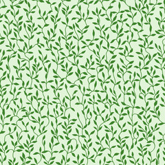 Green spring leaves. Vector seamless pattern. Cute print for paper, scrapbooking,fabric and textile. Summer background