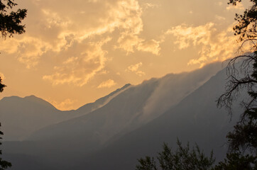 A Hazy Sunset at Jasper National Park