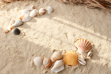 Cocktail umbrella on white sand, beach accessory. Recreation sign, tourist voyage concept. Sunburn, protective creams, pharmacy medicines, copy space