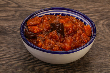 Eggplant saute with tomato and herbs