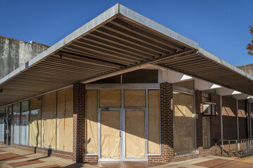 Closed business on main street due to struggling economy.