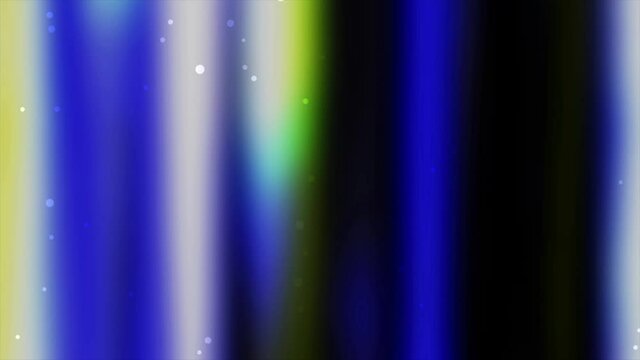 Blue, white, and yellow aura of light that shines on a black background, seamless loop. Motion. Colorful gradient moving vertical blurred stripes.