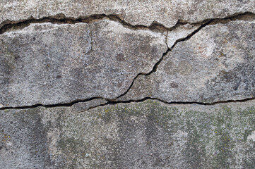 aged cracked and damaged detail of the wall
