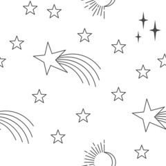 Stars sky seamless pattern. Celestial astrology background. Starry texture for textile design.