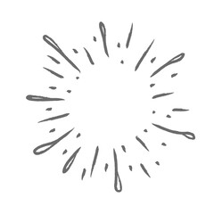 Sunburst doodle. Star, firework explosion. Hand drawn vector Illustration.