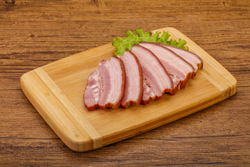 Tasty smoked pork brisket slice