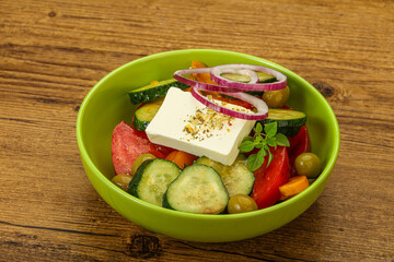 Traditional Greek salad with feta cheese